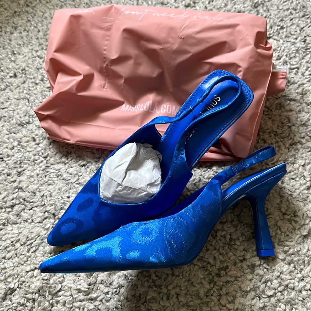 Miss Lola Royal Blue Slingback heel